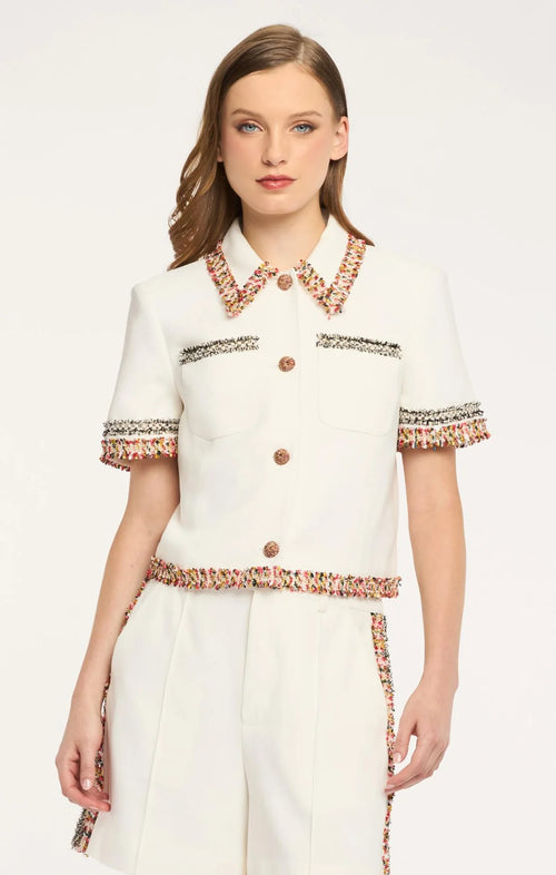 CQS-J10101319Z WHITE COLOURED THREAD BLOUSE