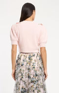 CQS-ZK12329480Z PINK FLOWER EMBROIDERED CARDIGAN