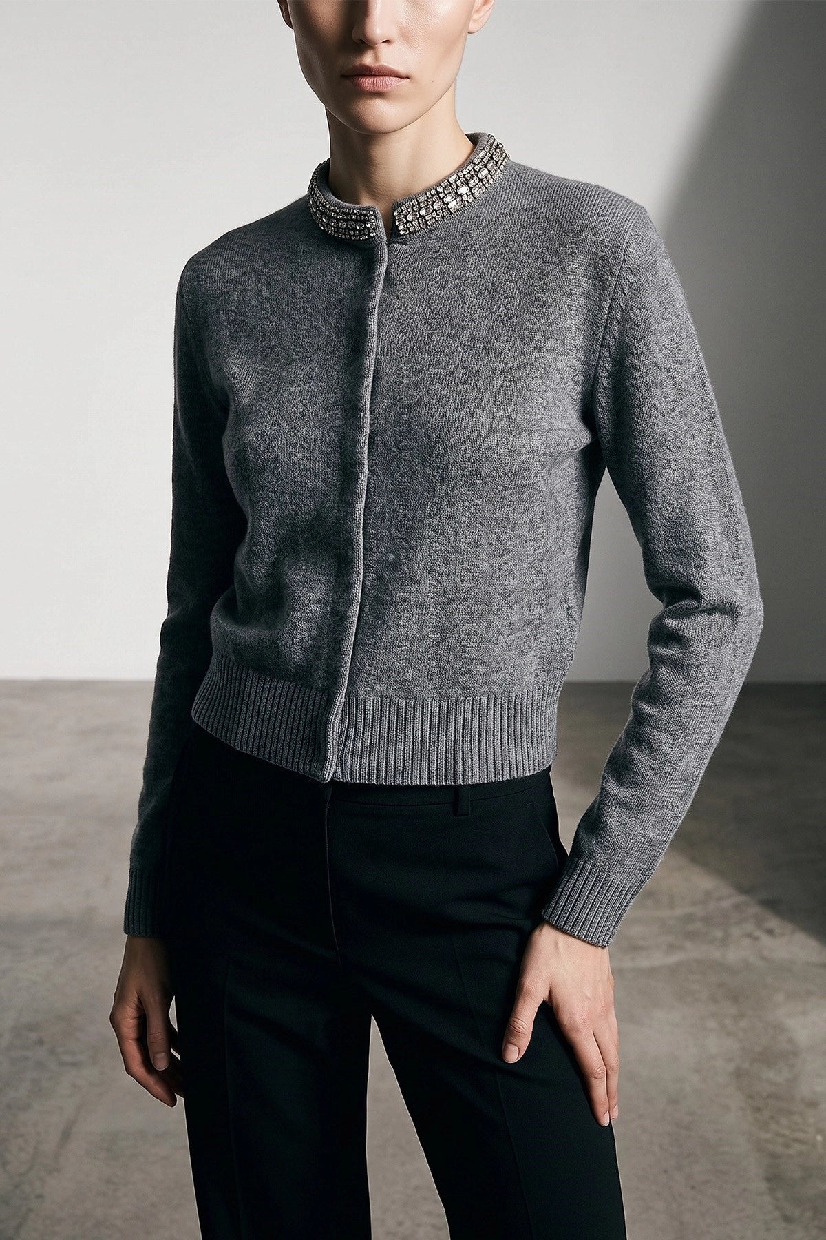 PKO-107275 COLONIA GREY JEWEL CARDIGAN