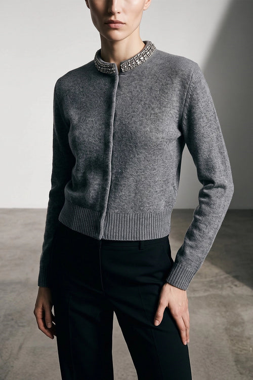 PKO-107275 COLONIA GREY JEWEL CARDIGAN