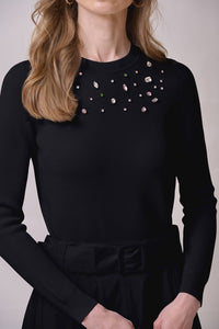 ROP-RPS2538 BLACK COLOURED RHINESTONES TOP