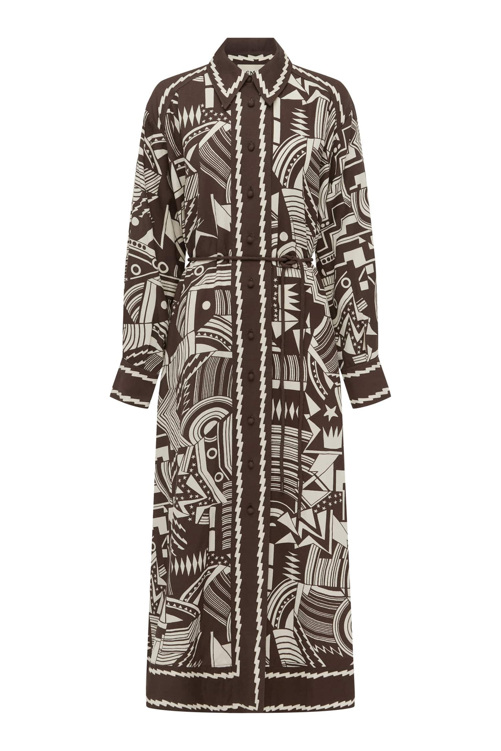 ALM-7606D LORI IVORY&BROWN SHIRT DRESS