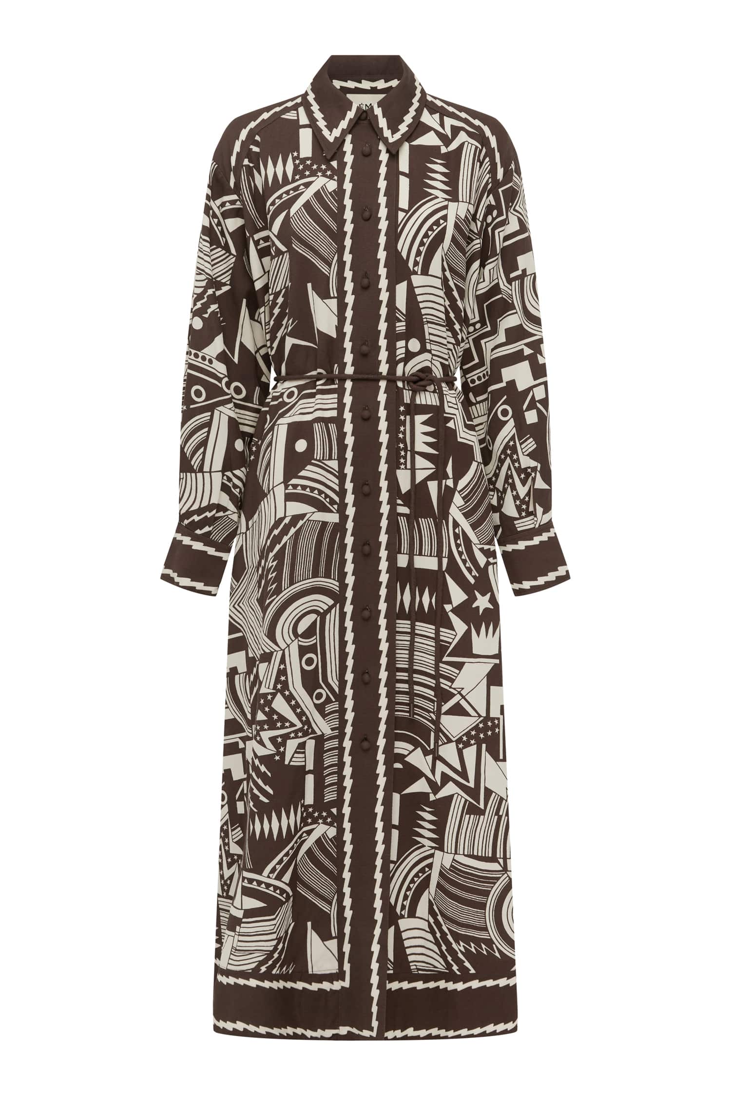 ALM-7606D LORI IVORY&BROWN SHIRT DRESS