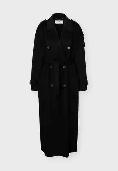 ELS-CP02D66 BLACK DOUBLE BREASTED COAT
