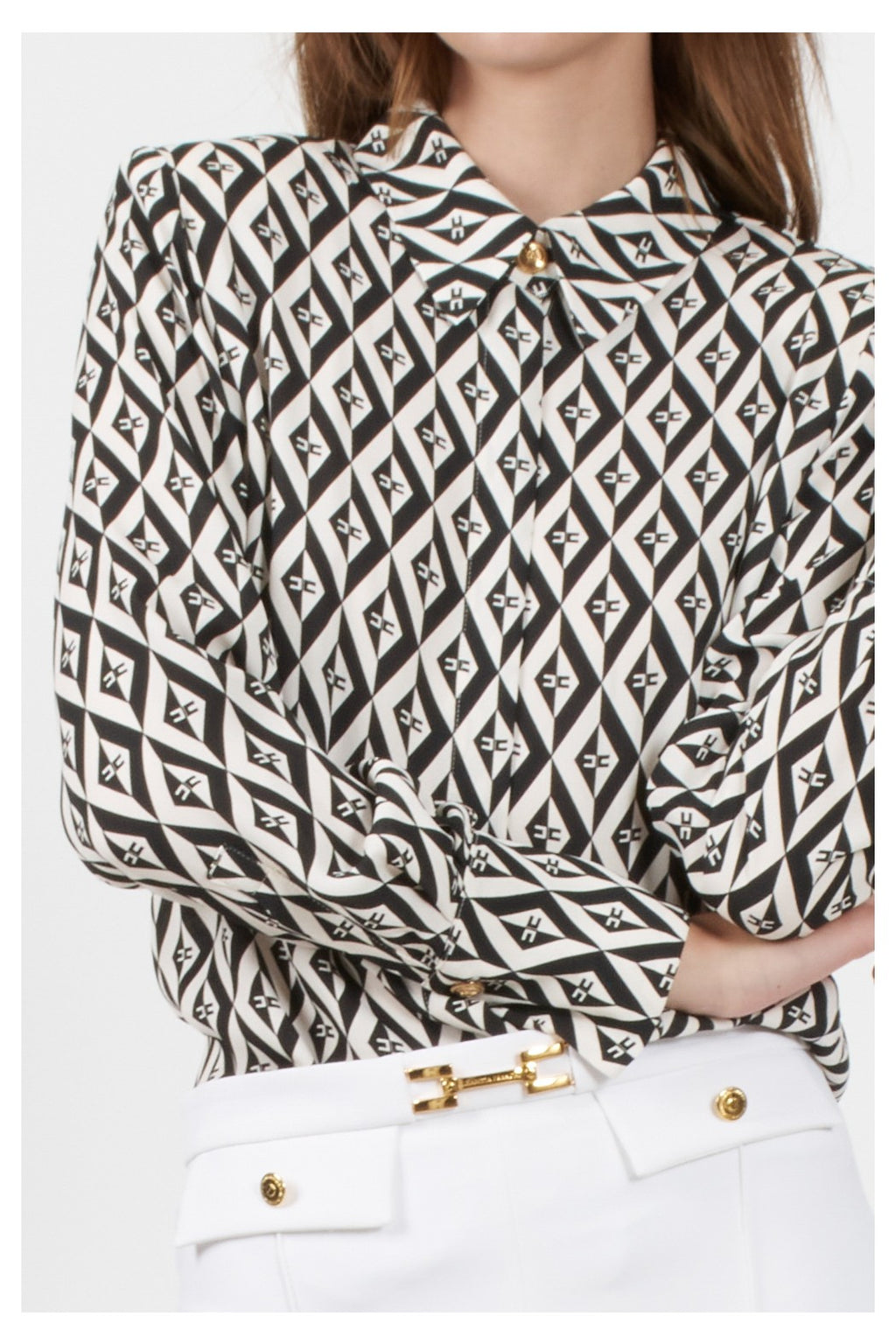 ELS-CA02436E2 BLACK&CREAM BLOUSE