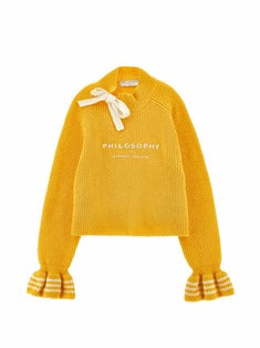 PHK-I9F603 YELLOW KNIT LOGO TOP