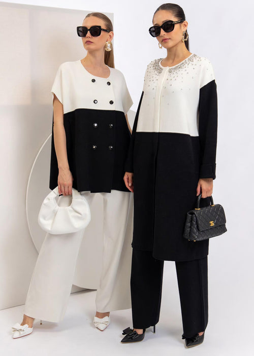 CST-F2598 BLACK AND WHITE CONTRAST TOP