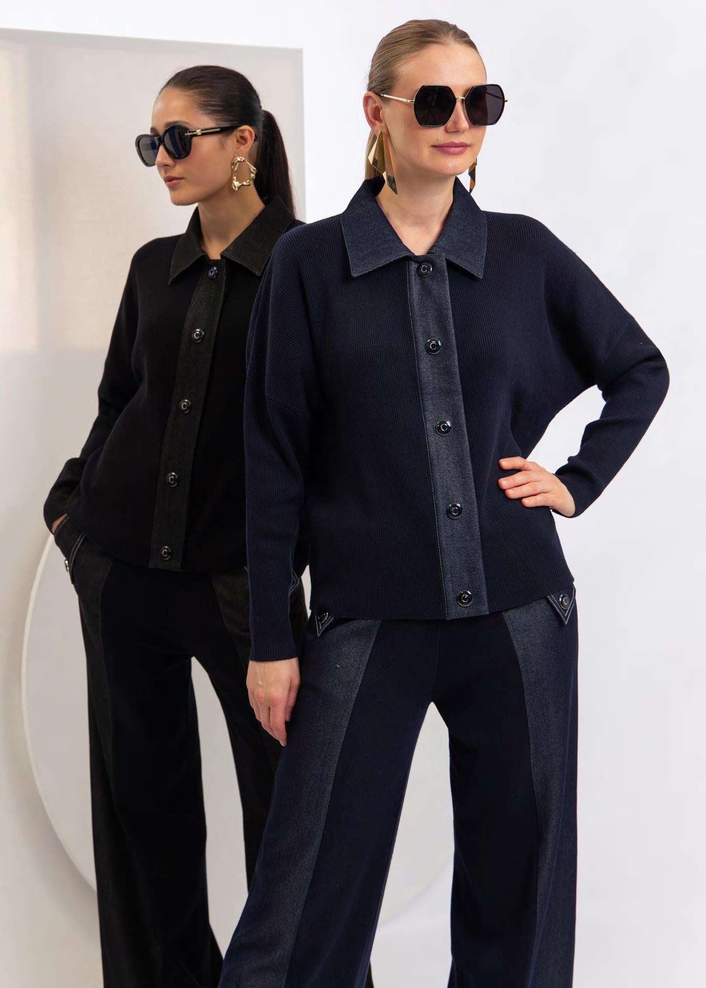 CST-F2602 NAVY DENIM CARDIGAN