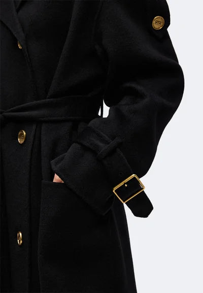 ELS-CP02D66 BLACK DOUBLE BREASTED COAT