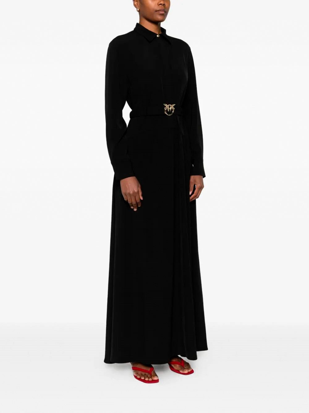 PKO-105597 SARTU BLACK LOGO BELT DRESS