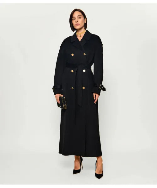 ELS-CP02D66 BLACK DOUBLE BREASTED COAT
