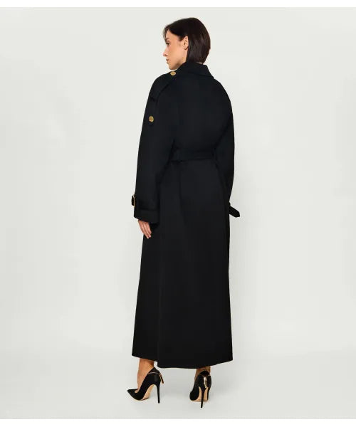 ELS-CP02D66 BLACK DOUBLE BREASTED COAT