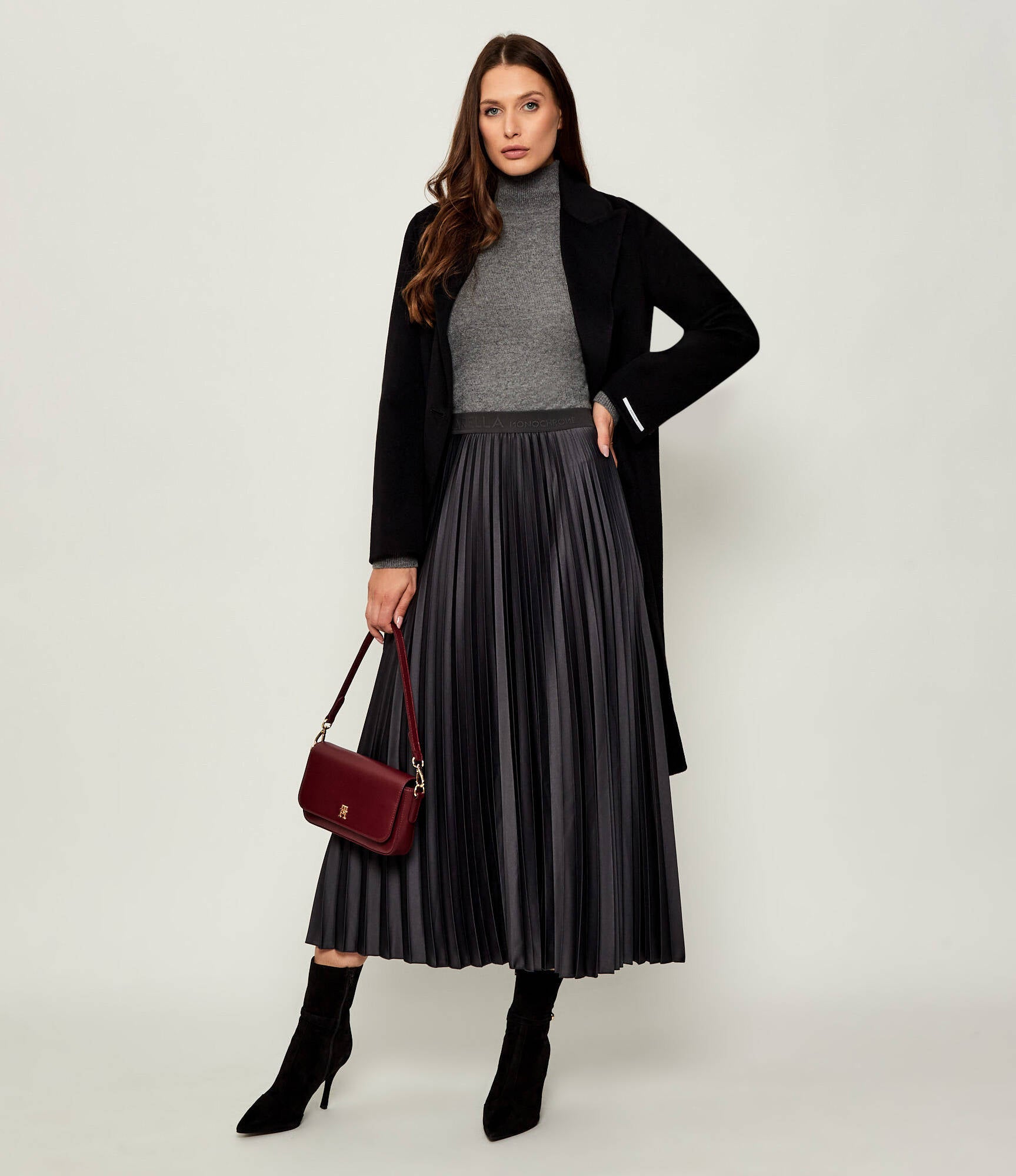MRL-2523106045 PONTIAC GREY PLEATED SKIRT