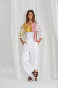 TRC-B546 MULTI CROCHET TOP