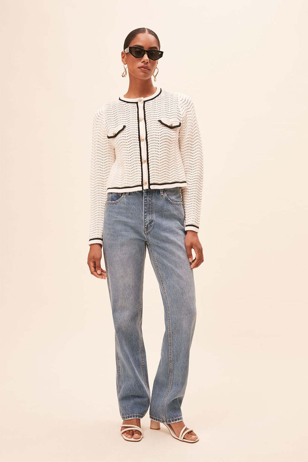 SUN-S24M02079 GIANY CRM&BLK CARDIGAN