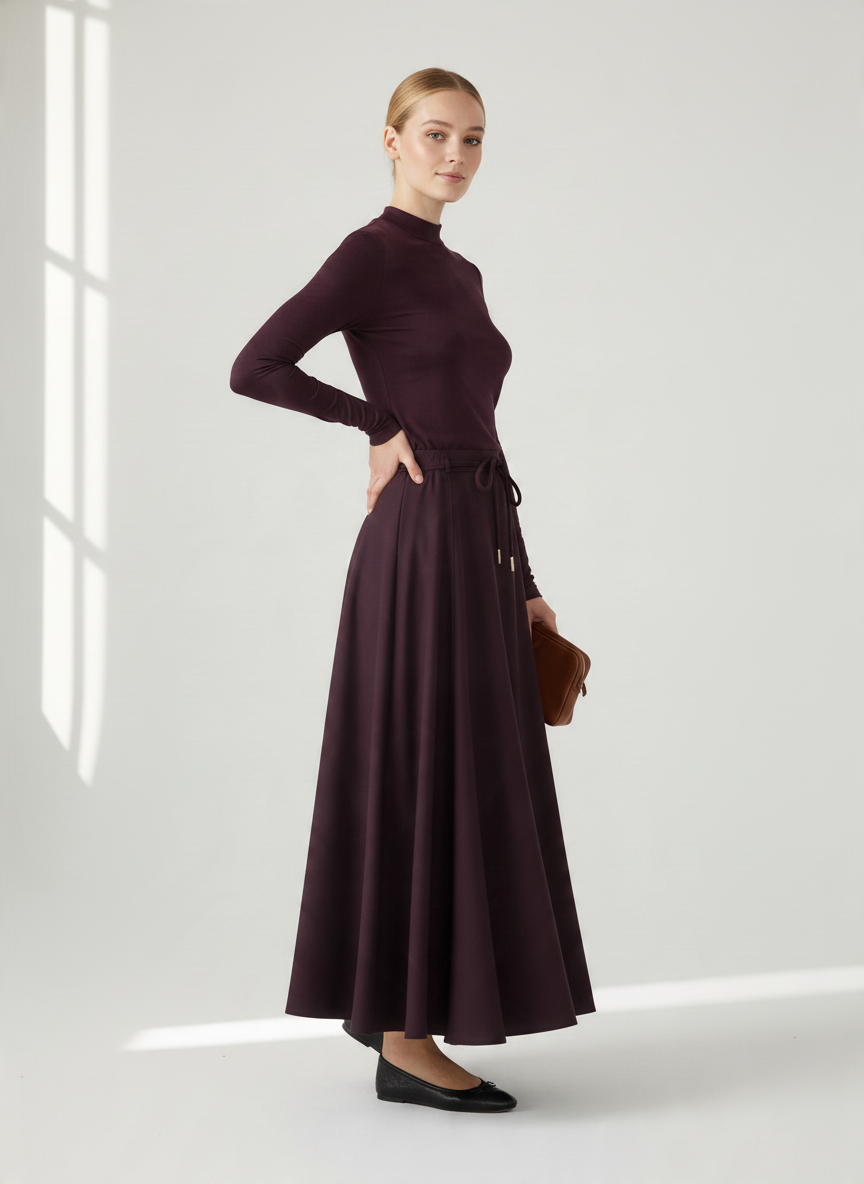INO-M2-1413W AW26 BURGANDY ROPE SKIRT