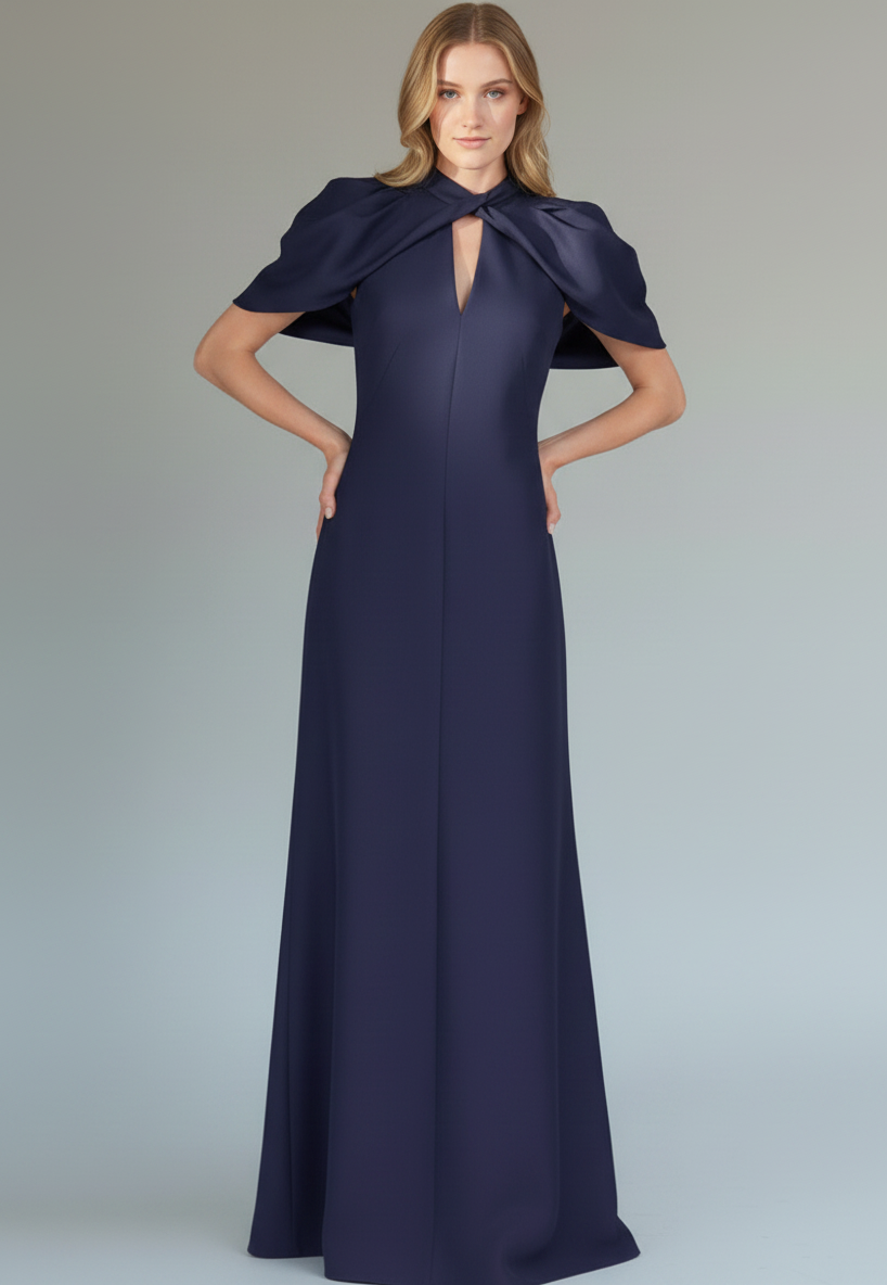 ABF-A09 DARK BLUE MIKADO DRESS