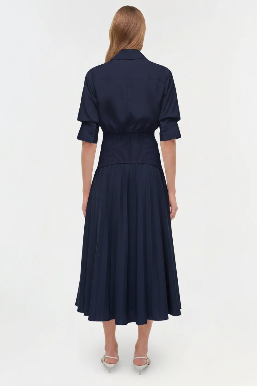 SMK-STILES NAVY KNIT COTTON BLOUSE