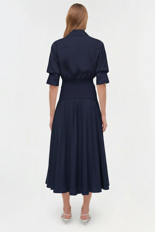 SMK-STILES NAVY KNIT COTTON BLOUSE