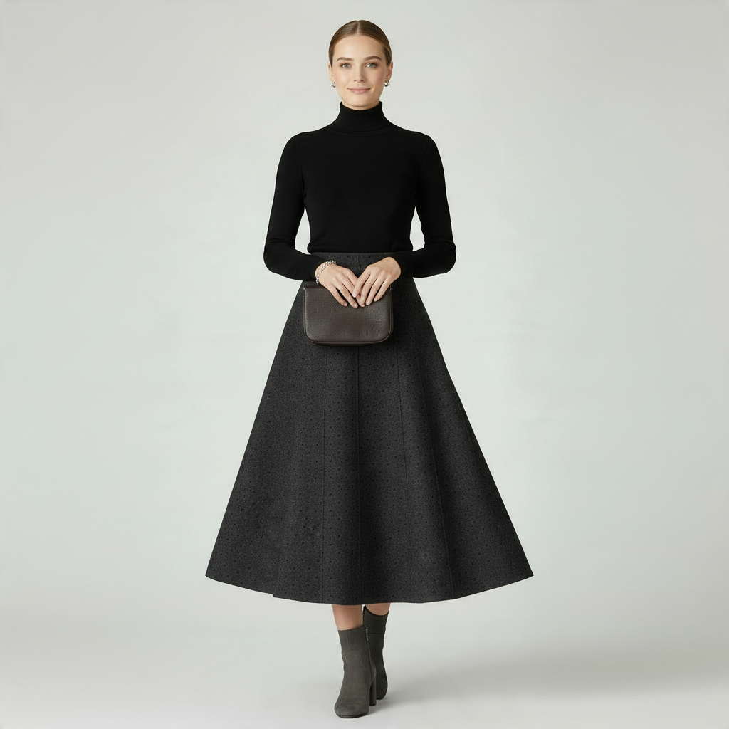 INO-M2-1505 CHARCOAL DOTTED SKIRT