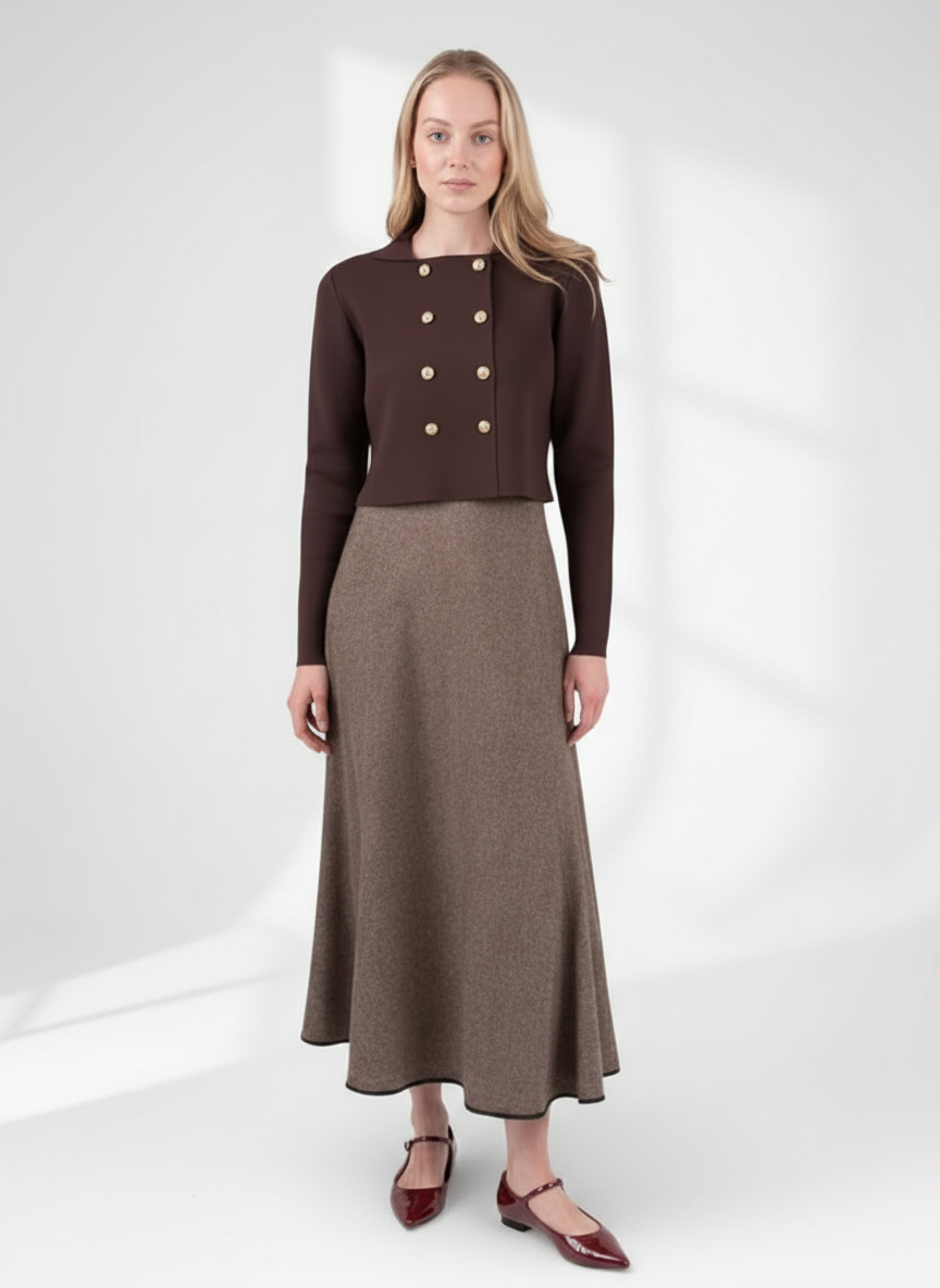 MUN-MNA7049 BROWN ESTELLE SKIRT