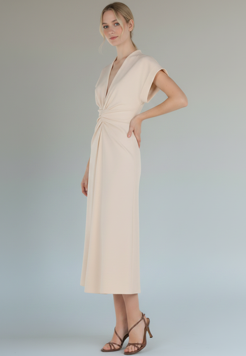 ABF-A0406 IVORY ENVER SATIN DRESS