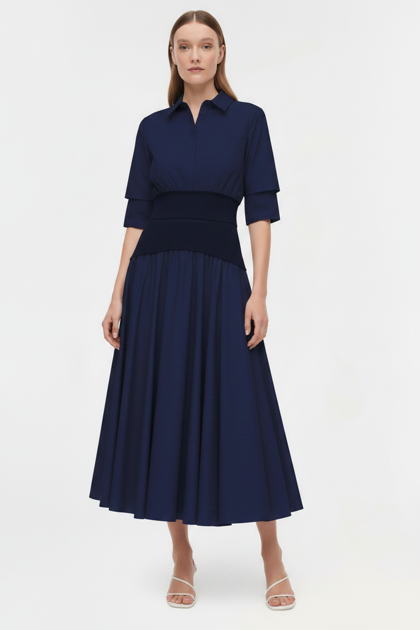 SMK-OVIE NAVY KNIT COTTON SKIRT