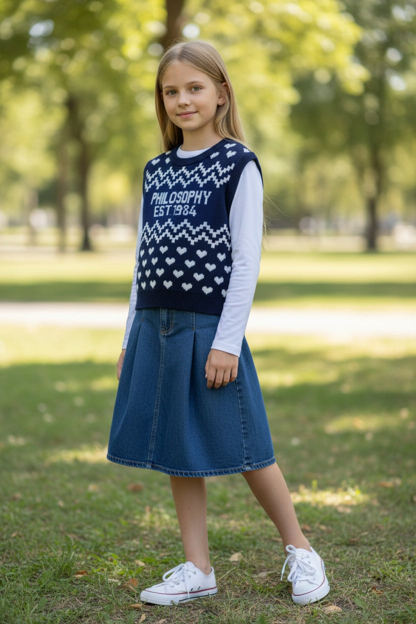 PHK-I9H308 NAVY LOGO KNIT VEST