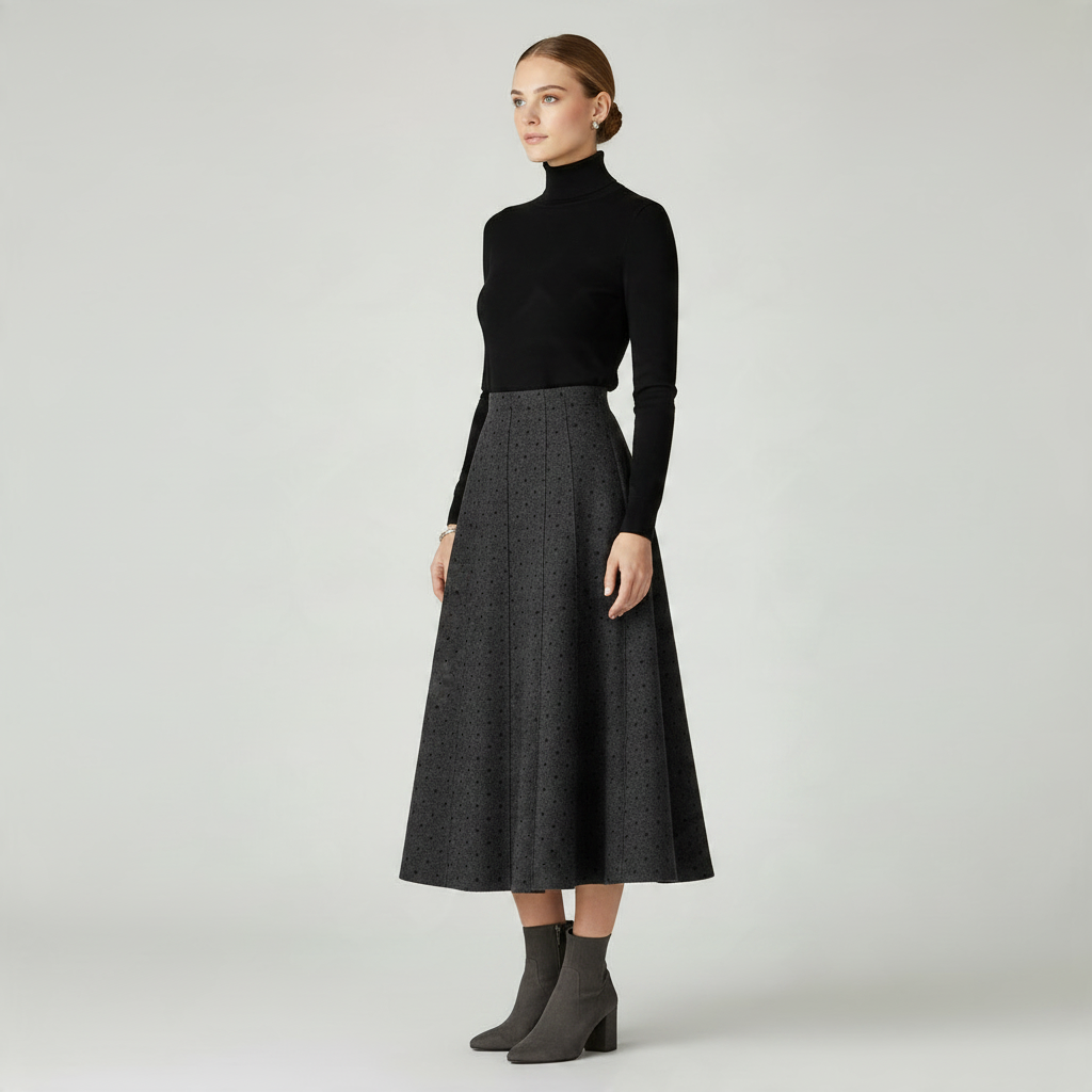 INO-M2-1505 CHARCOAL DOTTED SKIRT