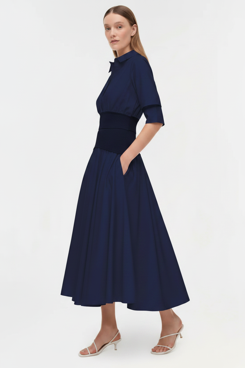 SMK-OVIE NAVY KNIT COTTON SKIRT