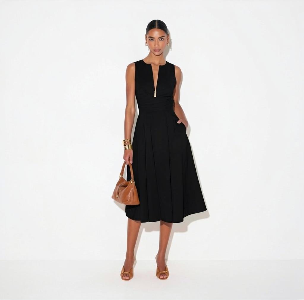 ELS-AB96666 BLACK SLEEVELESS DRESS