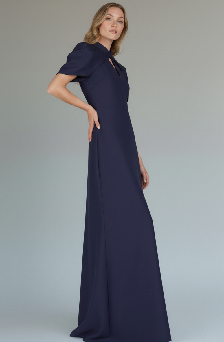 ABF-A09 DARK BLUE MIKADO DRESS