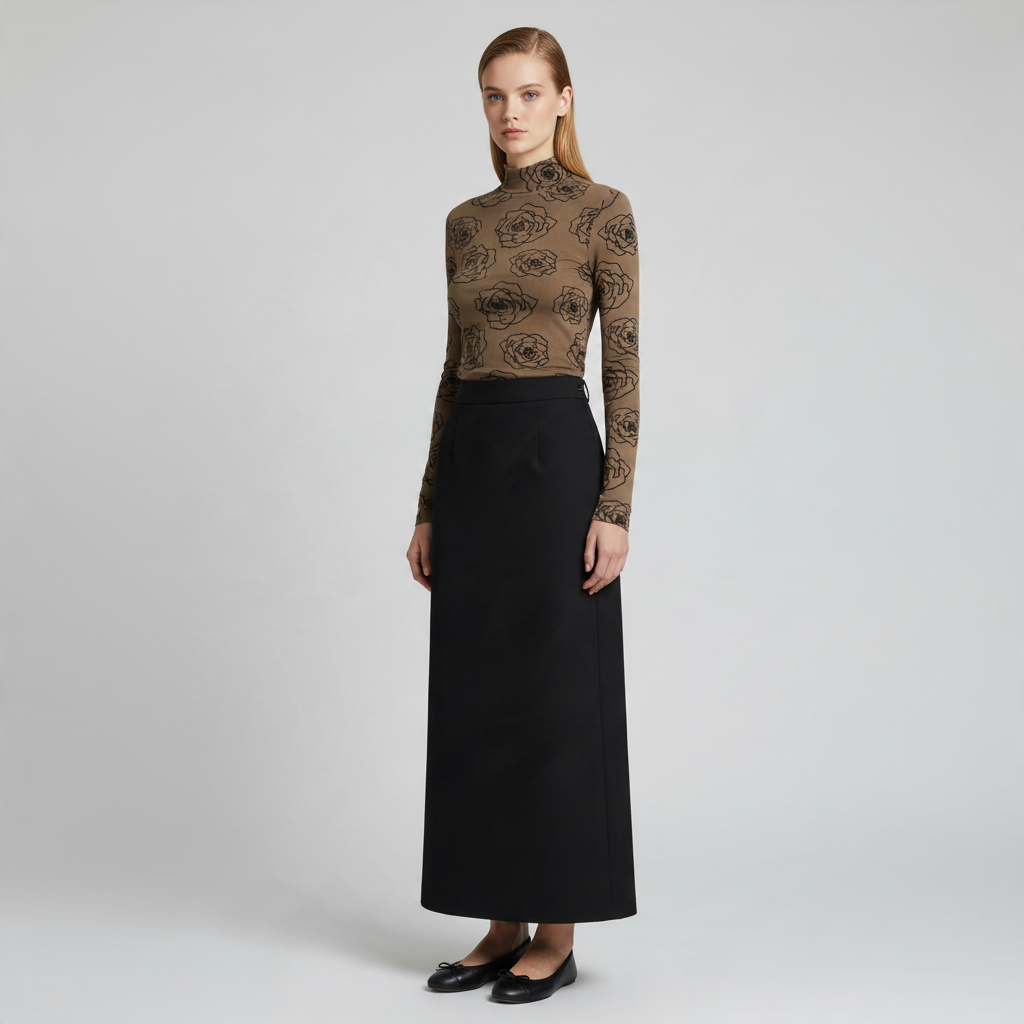 INO-M2-316BR BROWN ROSE PRINT TURTLENECK