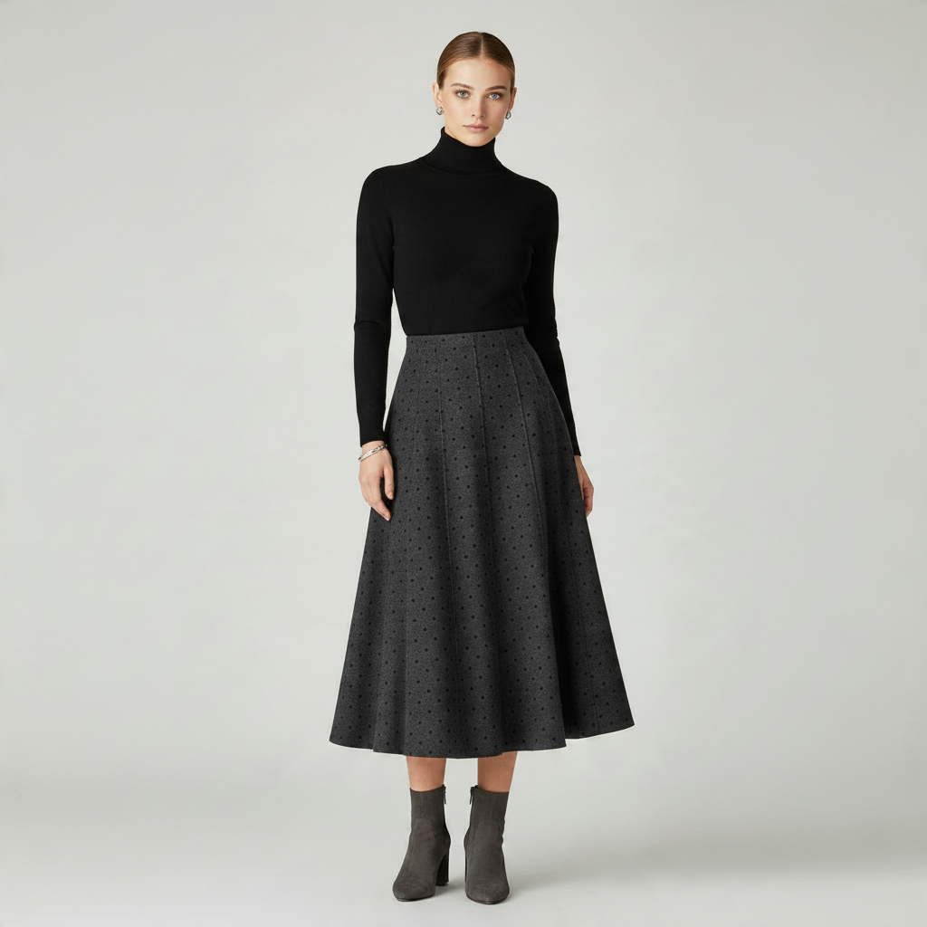INO-M2-1505 CHARCOAL DOTTED SKIRT
