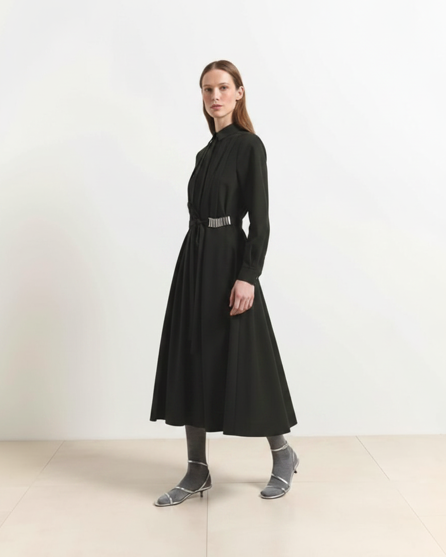 BEA-AB2C6724R099 BLACK BAR BUCKLE DRESS