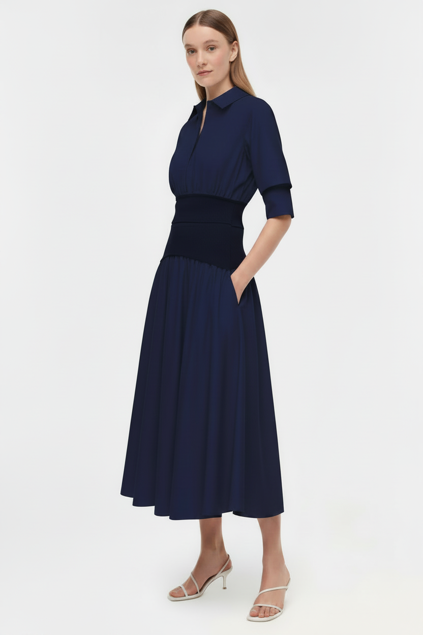 SMK-OVIE NAVY KNIT COTTON SKIRT