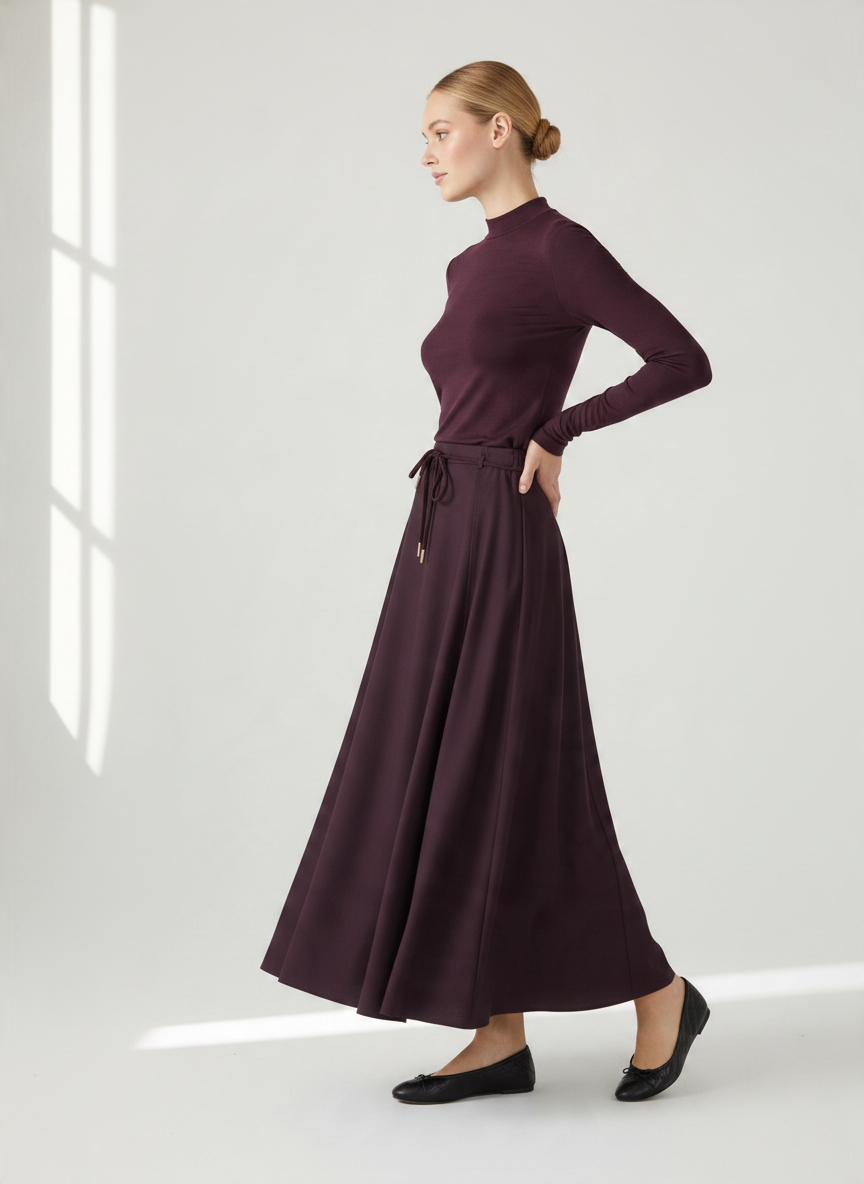 INO-M2-1413W AW26 BURGANDY ROPE SKIRT
