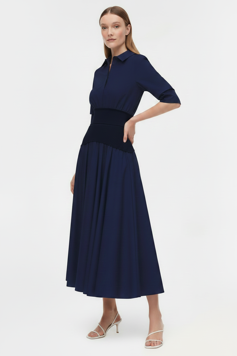 SMK-STILES NAVY KNIT COTTON BLOUSE