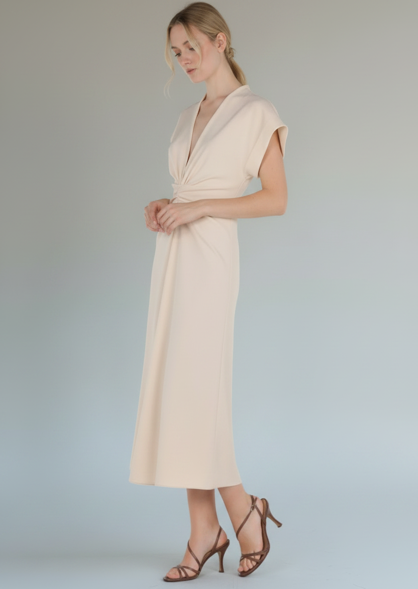 ABF-A0406 IVORY ENVER SATIN DRESS