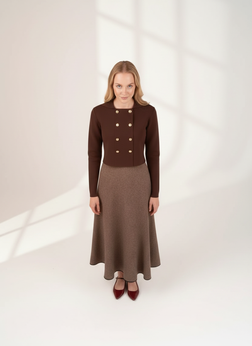 MUN-MNA7049 BROWN ESTELLE SKIRT