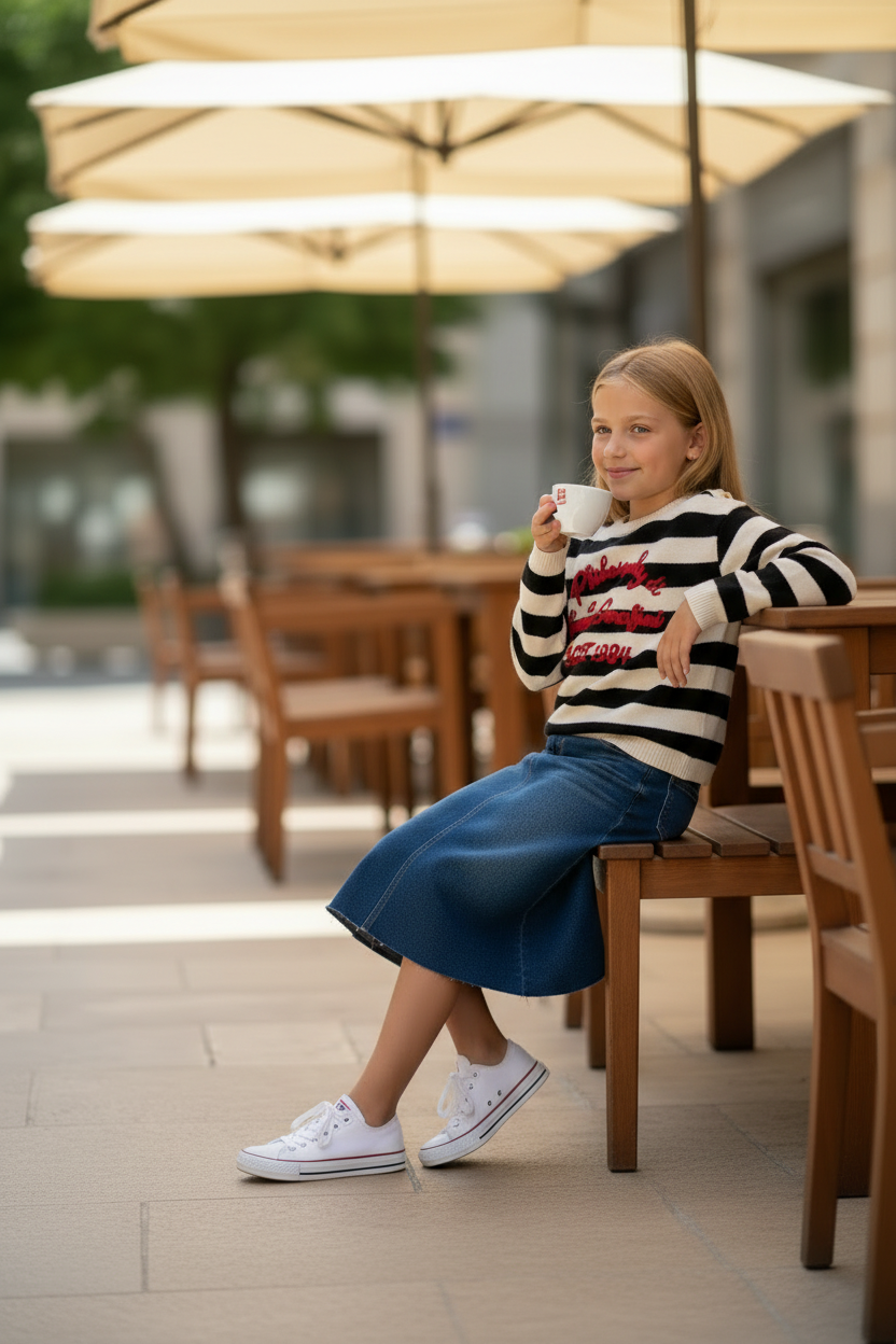PHK-I9H616 BLACK&IVORY STRIPED LETTERING TOP