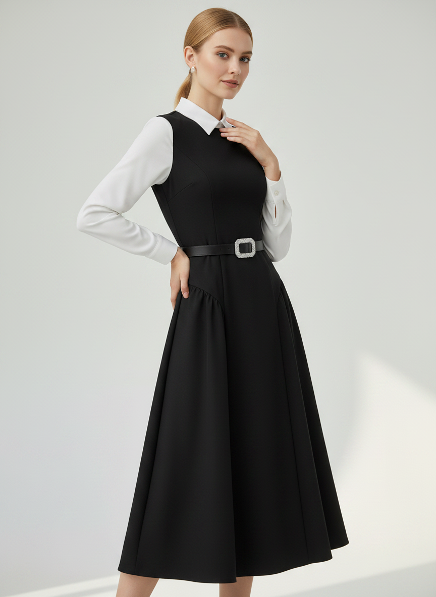 MUN-MNA7061 BLACK DELINE SLEEVELESS DRESS