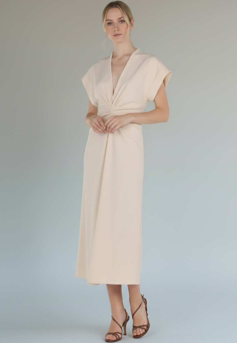 ABF-A0406 IVORY ENVER SATIN DRESS