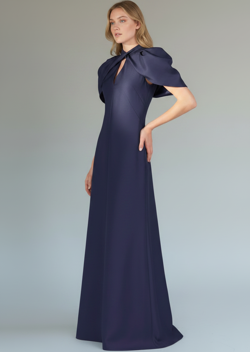 ABF-A09 DARK BLUE MIKADO DRESS