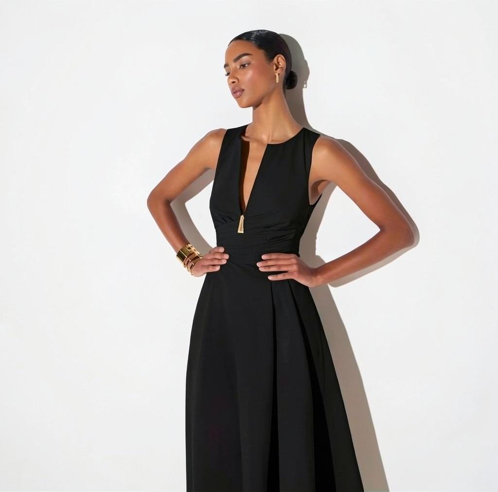 ELS-AB96666 BLACK SLEEVELESS DRESS