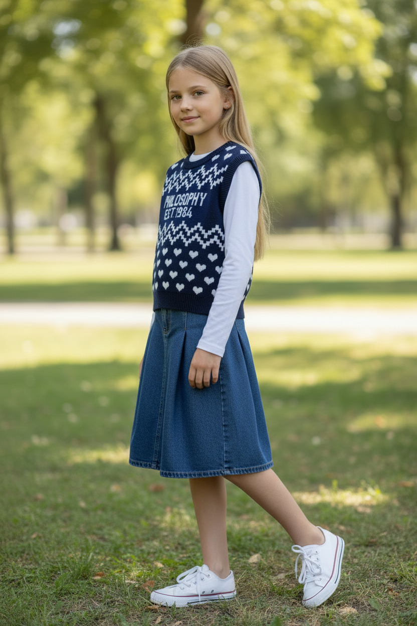PHK-I9H308 NAVY LOGO KNIT VEST