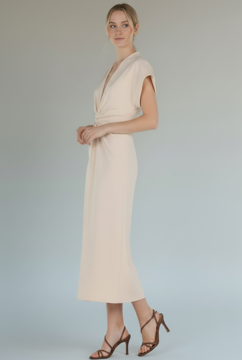 ABF-A0406 IVORY ENVER SATIN DRESS