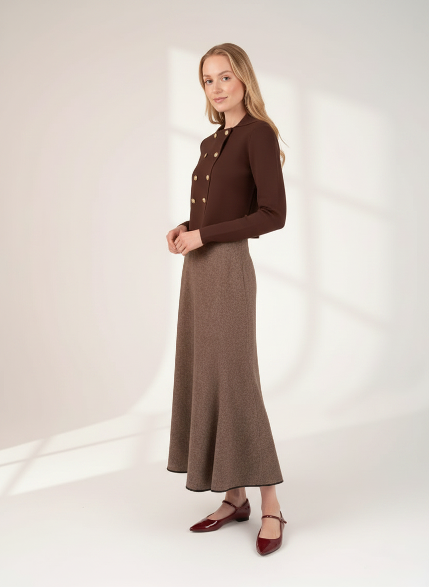 MUN-MNA7049 BROWN ESTELLE SKIRT