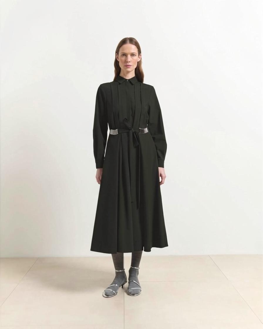 BEA-AB2C6724R099 BLACK BAR BUCKLE DRESS