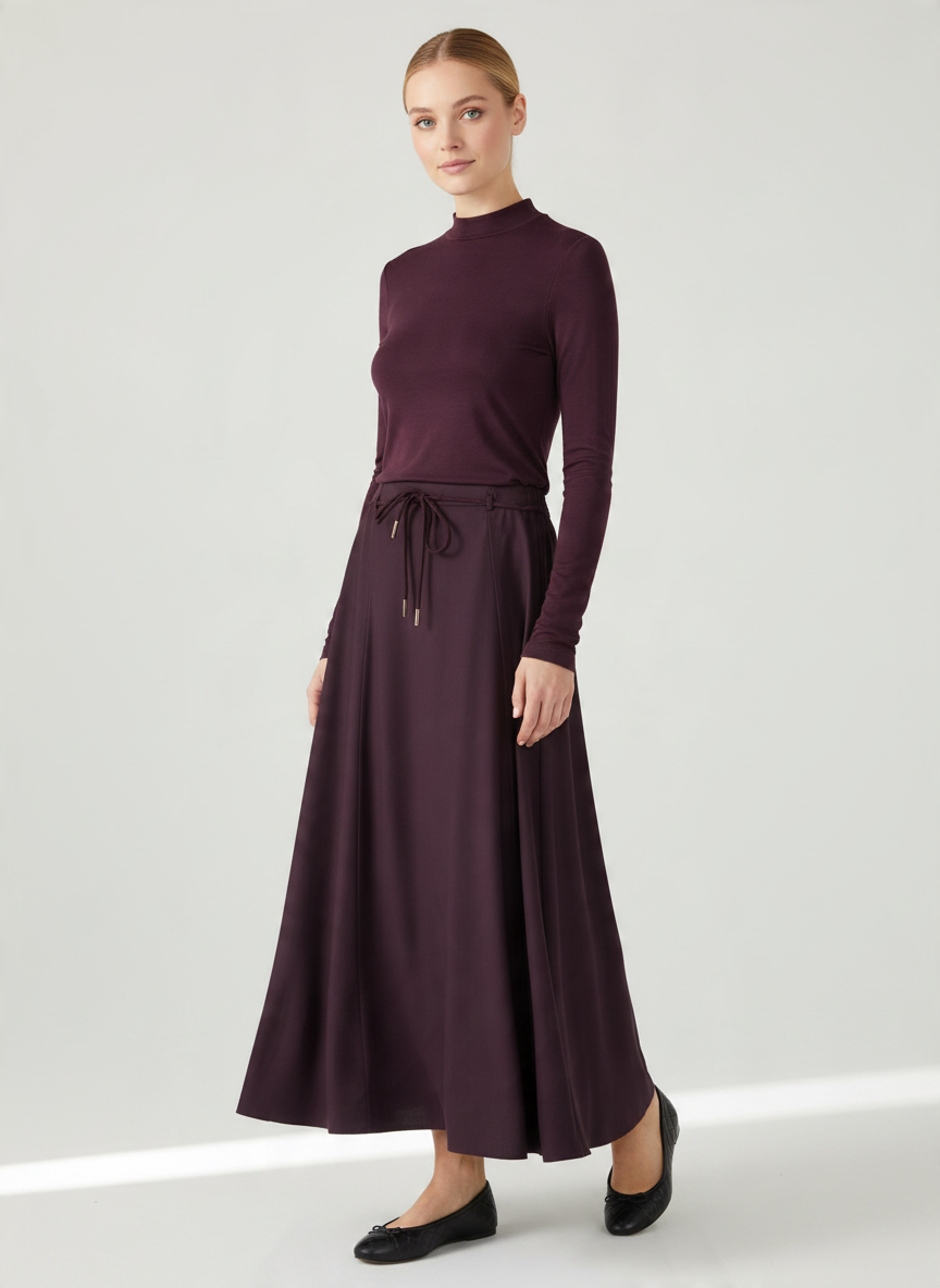 INO-M2-1413W AW26 BURGANDY ROPE SKIRT